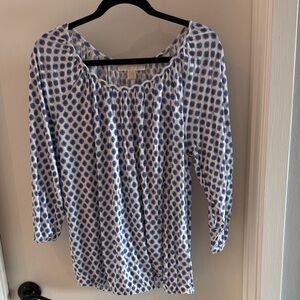 Michael Kors White and Blue Patterned Blouse
